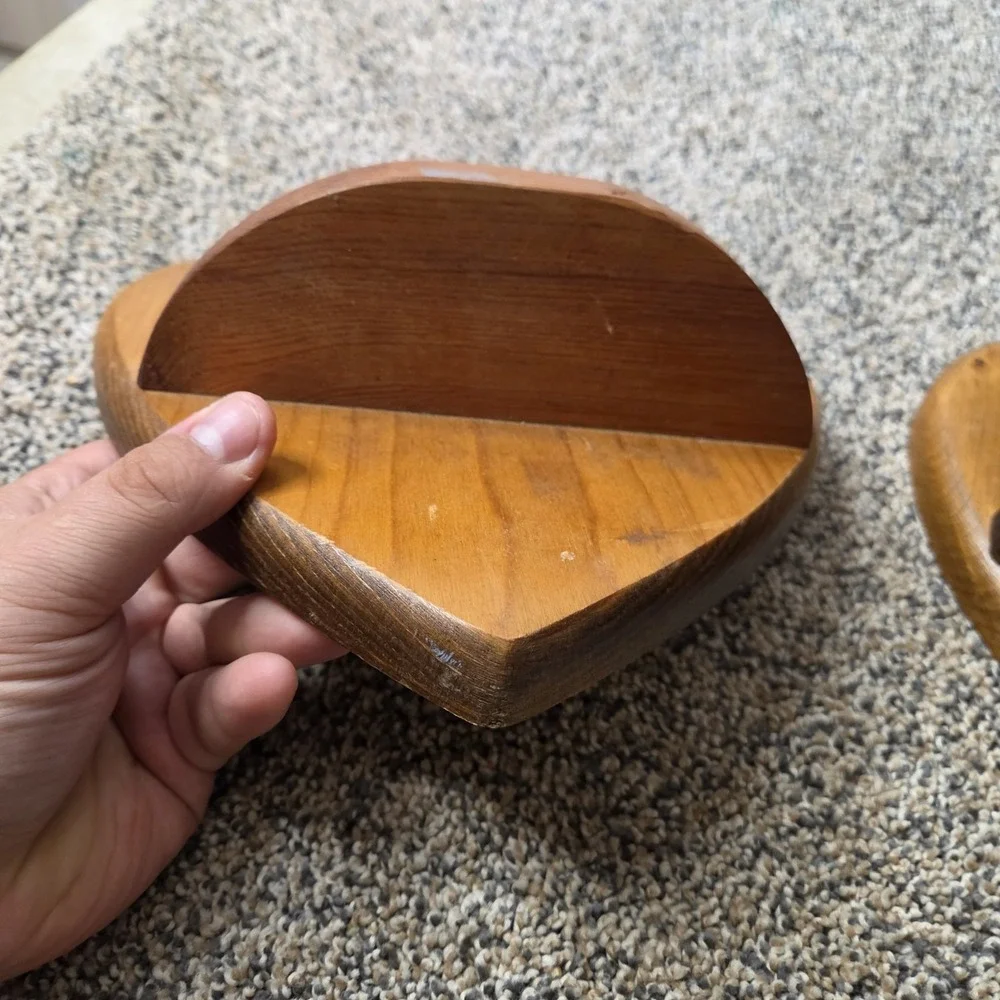 Vintage wooden heart shaped shelf with Heart Cut Out set Of two